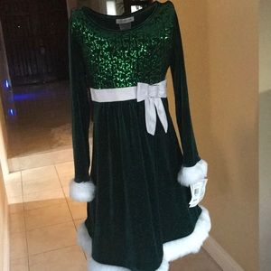 So Pretty Green Holiday Dress Girl size 10